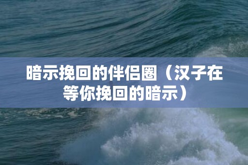 暗示挽回的伴侣圈（汉子在等你挽回的暗示）