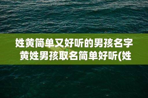 姓黄简单又好听的男孩名字 黄姓男孩取名简单好听(姓黄简单好听的兔宝女孩名字)