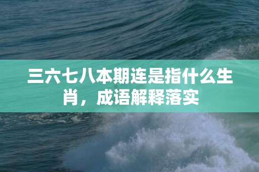 三六七八本期连是指什么生肖，成语解释落实