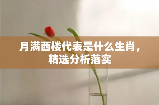 月满西楼代表是什么生肖，精选分析落实