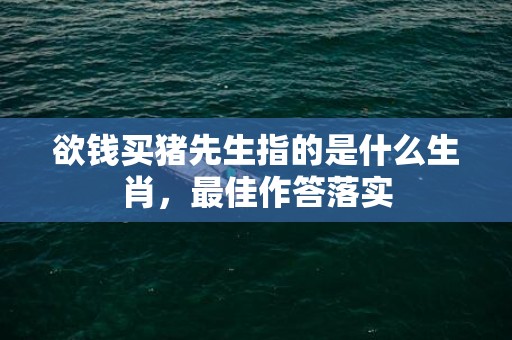 欲钱买猪先生指的是什么生肖，最佳作答落实