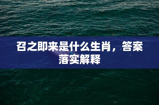 召之即来是什么生肖，答案落实解释