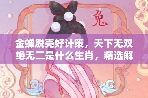 金蝉脱壳好计策，天下无双绝无二是什么生肖，精选解释落实