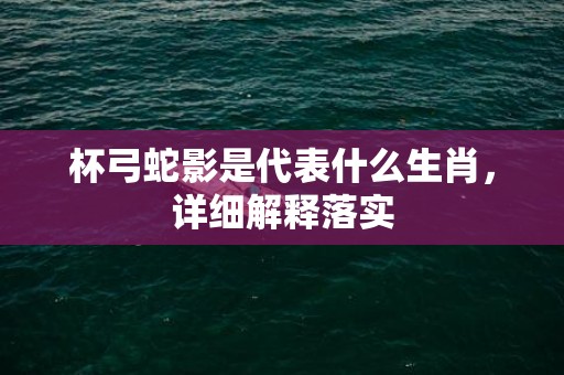 杯弓蛇影是代表什么生肖，详细解释落实