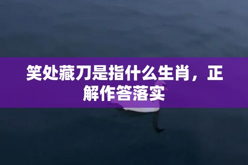 笑处藏刀是指什么生肖，正解作答落实