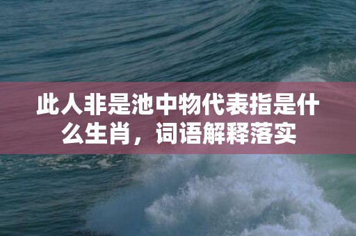 此人非是池中物代表指是什么生肖，词语解释落实