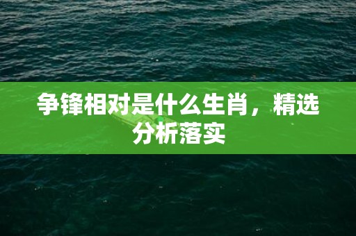 争锋相对是什么生肖，精选分析落实