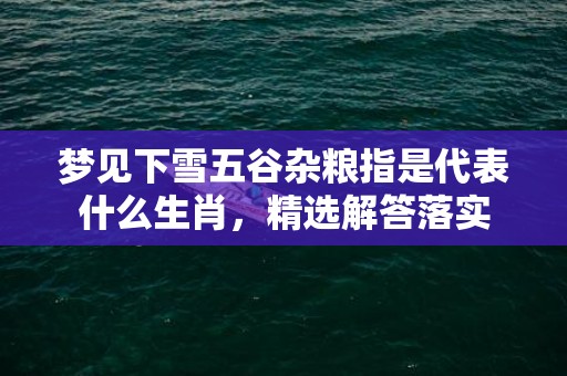 梦见下雪五谷杂粮指是代表什么生肖，精选解答落实