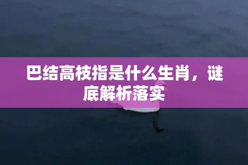 巴结高枝指是什么生肖，谜底解析落实