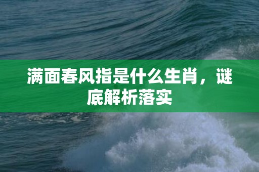 满面春风指是什么生肖，谜底解析落实