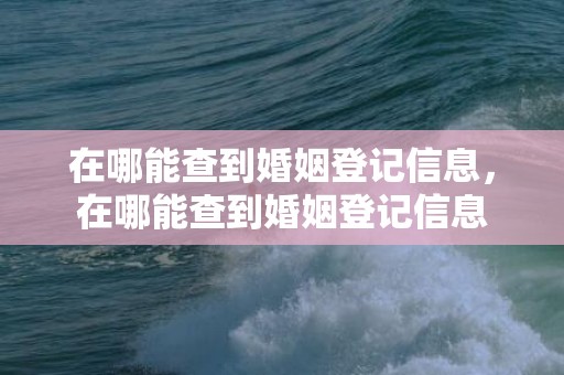 在哪能查到婚姻登记信息，在哪能查到婚姻登记信息