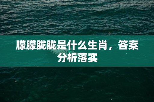 朦朦胧胧是什么生肖，答案分析落实