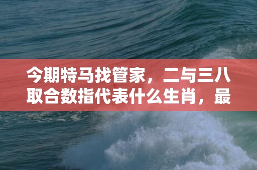 今期特马找管家，二与三八取合数指代表什么生肖，最佳答案落实