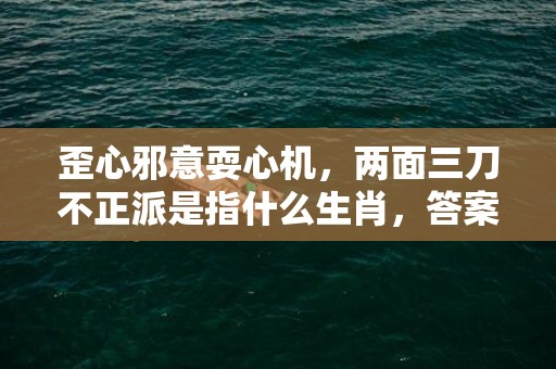 歪心邪意耍心机，两面三刀不正派是指什么生肖，答案分析落实