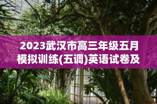 2023武汉市高三年级五月模拟训练(五调)英语试卷及答案，2023武汉市高考便民措施一览