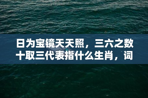 日为宝镜天天照，三六之数十取三代表指什么生肖，词语解释落实