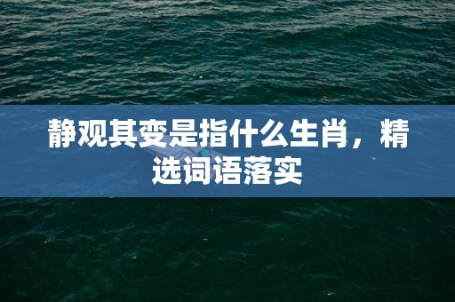 静观其变是指什么生肖，精选词语落实