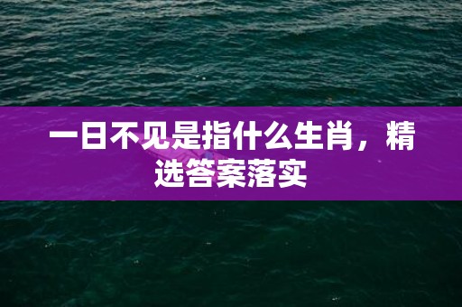 一日不见是指什么生肖，精选答案落实