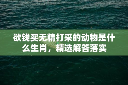 欲钱买无精打采的动物是什么生肖，精选解答落实