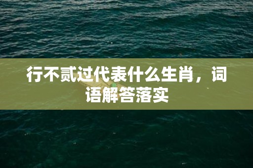 行不贰过代表什么生肖，词语解答落实