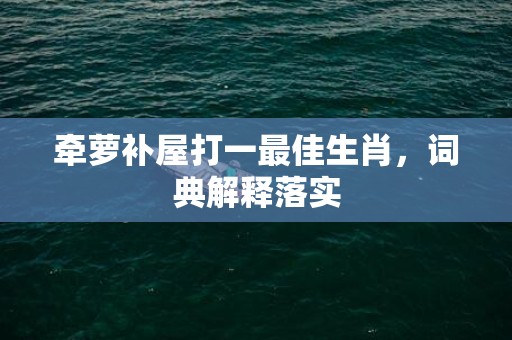 牵萝补屋打一最佳生肖，词典解释落实