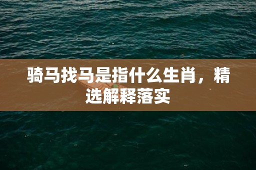 骑马找马是指什么生肖，精选解释落实