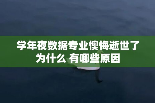 学年夜数据专业懊悔逝世了为什么 有哪些原因