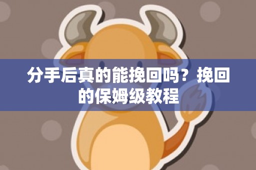 分手后真的能挽回吗？挽回的保姆级教程