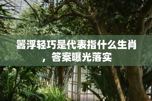 嚣浮轻巧是代表指什么生肖，答案曝光落实