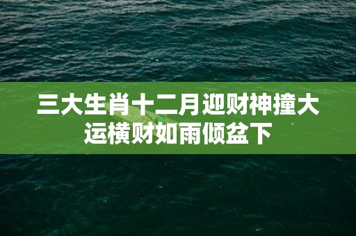 三大生肖十二月迎财神撞大运横财如雨倾盆下