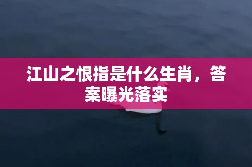 江山之恨指是什么生肖，答案曝光落实