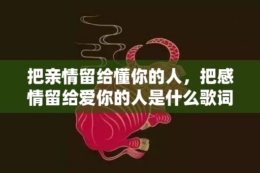 把亲情留给懂你的人，把感情留给爱你的人是什么歌词的歌