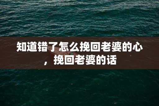 知道错了怎么挽回老婆的心，挽回老婆的话