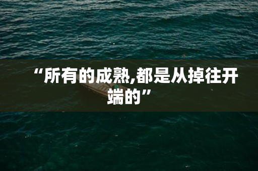 “所有的成熟,都是从掉往开端的”