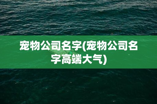 宠物公司名字(宠物公司名字高端大气)