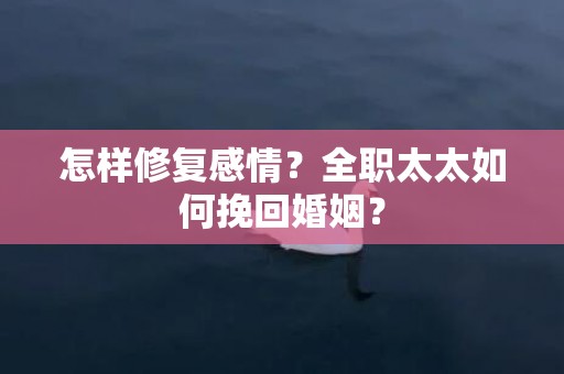 怎样修复感情？全职太太如何挽回婚姻？