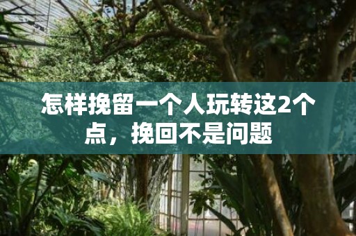 怎样挽留一个人玩转这2个点，挽回不是问题