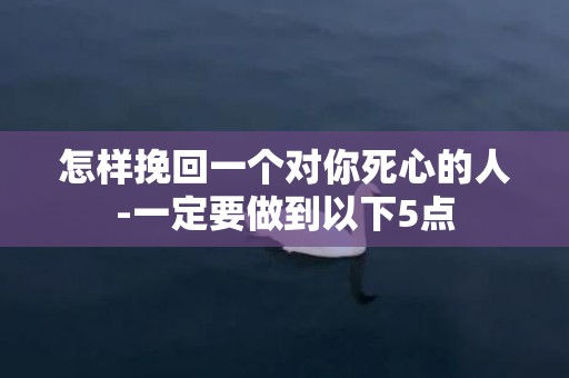 怎样挽回一个对你死心的人-一定要做到以下5点