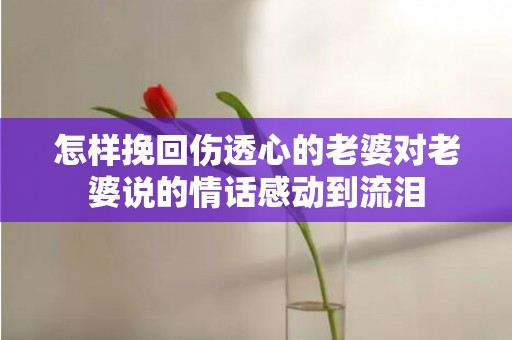 怎样挽回伤透心的老婆对老婆说的情话感动到流泪