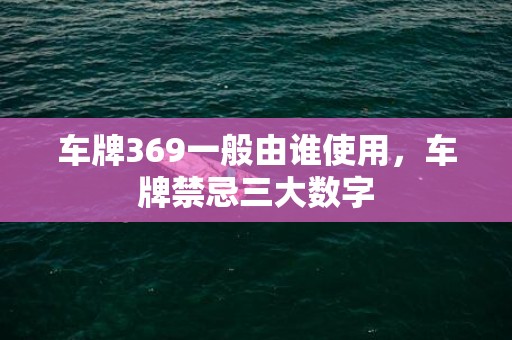 车牌369一般由谁使用，车牌禁忌三大数字