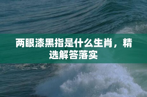 两眼漆黑指是什么生肖，精选解答落实