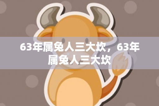 63年属兔人三大坎，63年属兔人三大坎