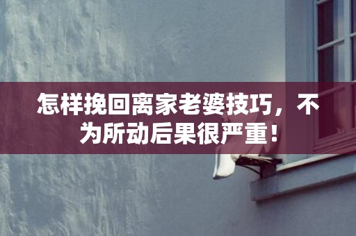 怎样挽回离家老婆技巧，不为所动后果很严重！