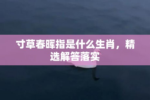 寸草春晖指是什么生肖，精选解答落实