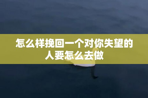 怎么样挽回一个对你失望的人要怎么去做