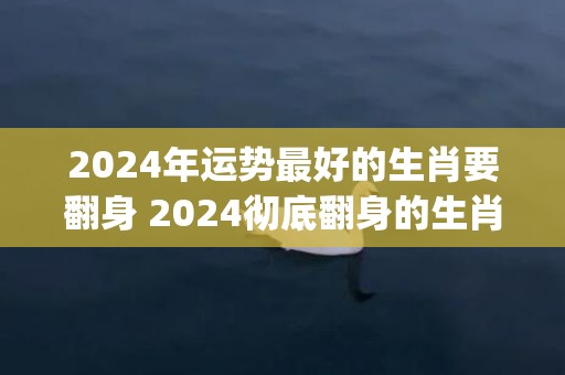 2024年运势最好的生肖要翻身 2024彻底翻身的生肖(2024年运势最好的几个生肖)