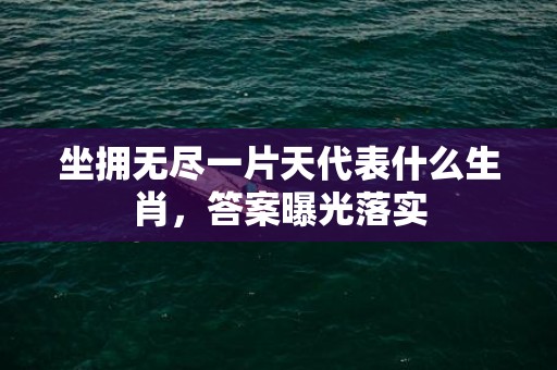 坐拥无尽一片天代表什么生肖，答案曝光落实