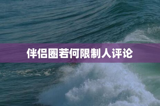 伴侣圈若何限制人评论