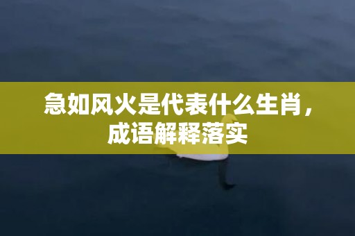 急如风火是代表什么生肖，成语解释落实