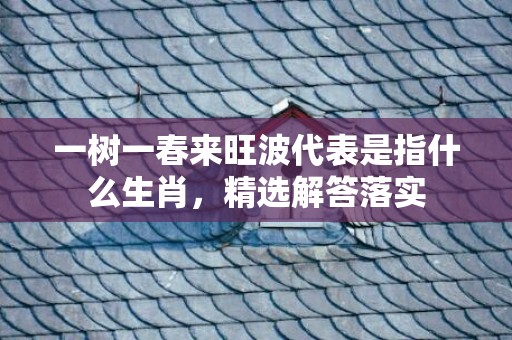 一树一春来旺波代表是指什么生肖，精选解答落实